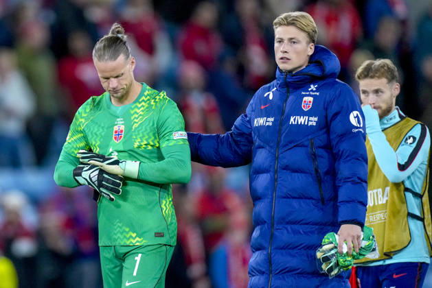 Soccer, Nations League: Norway vs. Portugal 1–2, Nations League Oslo, September 27, 2026: Norway s Orjan Haskjold Nyland and Sander Tangvik after the loss to Portugal in the international soccer match between Norway and Portugal in the Nations League. Photo: Cornelius Poppe, NTB, Oslo, Norway. EDITORIAL USE ONLY. RESTRICTED USE FOR BETTING COMPANIES.  Copyright: xCorneliusxPoppex xNTBx