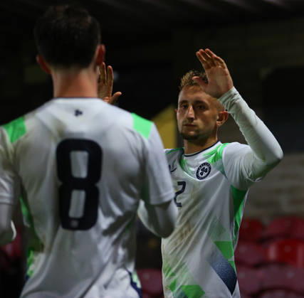 2027 UEFA Under 21 European Qualifier, Munster FA Turner s Cross, Cork 29 9 2026 Republic of Ireland U21, U 21 vs Kazakhstan U21 Ireland s Sam Curtis celebrates with team mates after he scores his sides 3rd goal of the match Sam Curtis celebrates with team mates after he scores his sides 3rd goal of the match 29 9 2026 Copyright: xx R1594471