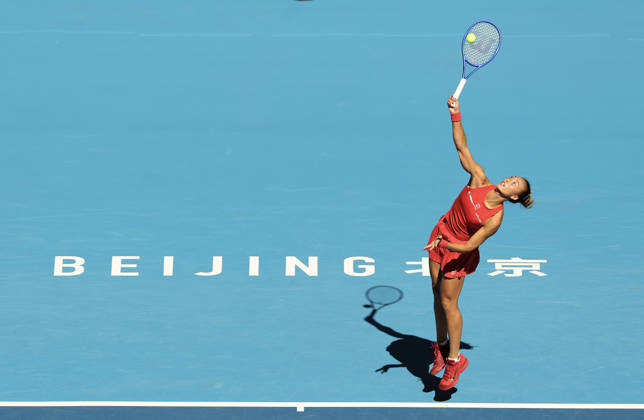 (261001) -- BEIJING, Oct. 1, 2026 -- Zheng Qinwen competes during the women s singles first round match between Zheng Qinwen of China and Shi Han of China at 2026 China Open tennis tournament in Beijing, China, Oct. 1, 2026. ) (SP)CHINA-BEIJING-TENNIS-CHINA OPEN-WOMEN S SINGLES(CN) BaixXuefei
