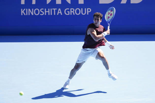October 1, 2026, Tokyo, Japan: Jaume Munar (Spain) returns a shot against Taylor Fritz (USA) during their Round of 32 match at the Kinoshita Group Japan Open Tennis Championships at Ariake Colosseum in Tokyo. The tournament runs from September 29 to October 6. Munar won 6(7)-7(9), 6-4, 6-3. Tennis 2026: Taylor Fritz Battles Jaume Munar In Japan Open - ZUMAm191 20261001_aap_m191_014 Copyright: xRodrigoxReyesxMarinx