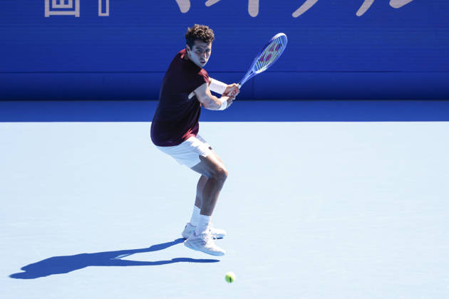 October 1, 2026, Tokyo, Japan: Jaume Munar (Spain) returns a shot against Taylor Fritz (USA) during their Round of 32 match at the Kinoshita Group Japan Open Tennis Championships at Ariake Colosseum in Tokyo. The tournament runs from September 29 to October 6. Munar won 6(7)-7(9), 6-4, 6-3. Tennis 2026: Taylor Fritz Battles Jaume Munar In Japan Open - ZUMAm191 20261001_aap_m191_006 Copyright: xRodrigoxReyesxMarinx