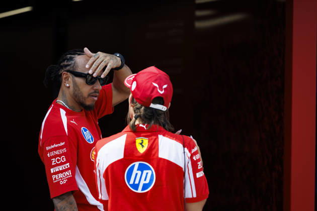 3rd October 2026; Sepang IC, Kuala Lumpur, Malaysia; Formula 1, Bahrain Grand Prix, Qualifying Day; Lewis Hamilton (44) of Great Britain and Scuderia Ferrari HP arriving StephenxBlackberry