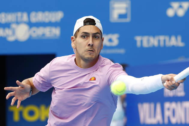 October 3, 2026, Tokyo, Japan: Alejandro Tabilo (Chile) returns a shot against Denis Shapovalov (Canada) during their Round of 16 match at the Kinoshita Group Japan Open Tennis Championships at Ariake Colosseum in Tokyo. The tournament runs from September 29 to October 6. Shapovalov won 7-5, 3-6, 6-4. Tokyo Japan - ZUMAm191 20261003_aap_m191_004 Copyright: xRodrigoxReyesxMarinx