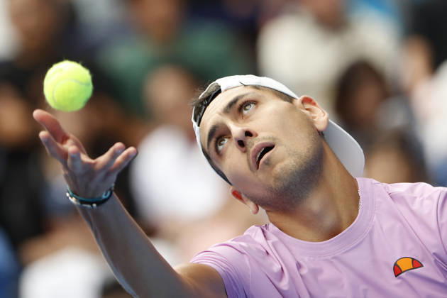 October 3, 2026, Tokyo, Japan: Alejandro Tabilo (Chile) serves against Denis Shapovalov (Canada) during their Round of 16 match at the Kinoshita Group Japan Open Tennis Championships at Ariake Colosseum in Tokyo. The tournament runs from September 29 to October 6. Shapovalov won 7-5, 3-6, 6-4. Tokyo Japan - ZUMAm191 20261003_aap_m191_010 Copyright: xRodrigoxReyesxMarinx