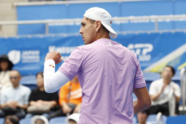 October 3, 2026, Tokyo, Japan: Alejandro Tabilo (Chile) reacts against Denis Shapovalov (Canada) during their Round of 16 match at the Kinoshita Group Japan Open Tennis Championships at Ariake Colosseum in Tokyo. The tournament runs from September 29 to October 6. Shapovalov won 7-5, 3-6, 6-4. Tokyo Japan - ZUMAm191 20261003_aap_m191_013 Copyright: xRodrigoxReyesxMarinx