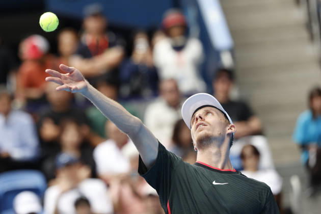 October 3, 2026, Tokyo, Japan: Denis Shapovalov (Canada) serves against Alejandro Tabilo (Chile) during their Round of 16 match at the Kinoshita Group Japan Open Tennis Championships at Ariake Colosseum in Tokyo. The tournament runs from September 29 to October 6. Shapovalov won 7-5, 3-6, 6-4. Tokyo Japan - ZUMAm191 20261003_aap_m191_025 Copyright: xRodrigoxReyesxMarinx