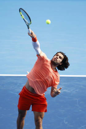 October 3, 2026, Tokyo, Japan: Carlos Alcaraz (Spain) serves against Matteo Arnaldi (Italy) during their Round of 16 match at the Kinoshita Group Japan Open Tennis Championships at Ariake Colosseum in Tokyo. The tournament runs from September 29 to October 6. Alcaraz won 7-6(6), 6-1. Tokyo Japan - ZUMAm191 20261003_aap_m191_033 Copyright: xRodrigoxReyesxMarinx