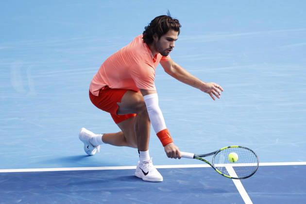October 3, 2026, Tokyo, Japan: Carlos Alcaraz (Spain) returns a shot against Matteo Arnaldi (Italy) during their Round of 16 match at the Kinoshita Group Japan Open Tennis Championships at Ariake Colosseum in Tokyo. The tournament runs from September 29 to October 6. Alcaraz won 7-6(6), 6-1. Tokyo Japan - ZUMAm191 20261003_aap_m191_035 Copyright: xRodrigoxReyesxMarinx