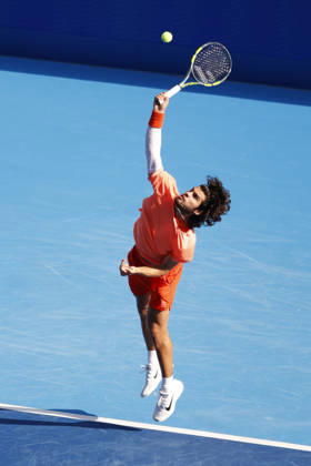 October 3, 2026, Tokyo, Japan: Carlos Alcaraz (Spain) serves against Matteo Arnaldi (Italy) during their Round of 16 match at the Kinoshita Group Japan Open Tennis Championships at Ariake Colosseum in Tokyo. The tournament runs from September 29 to October 6. Alcaraz won 7-6(6), 6-1. Tokyo Japan - ZUMAm191 20261003_aap_m191_043 Copyright: xRodrigoxReyesxMarinx