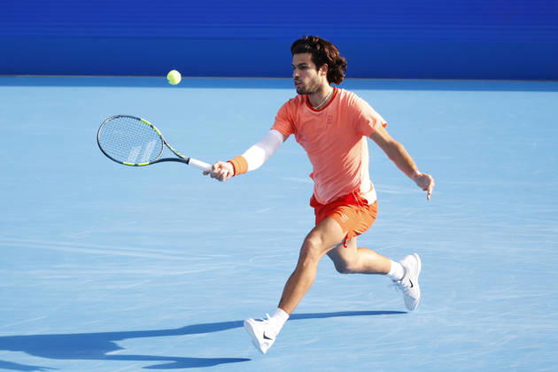 October 3, 2026, Tokyo, Japan: Carlos Alcaraz (Spain) returns a shot against Matteo Arnaldi (Italy) during their Round of 16 match at the Kinoshita Group Japan Open Tennis Championships at Ariake Colosseum in Tokyo. The tournament runs from September 29 to October 6. Alcaraz won 7-6(6), 6-1. Tokyo Japan - ZUMAm191 20261003_aap_m191_058 Copyright: xRodrigoxReyesxMarinx