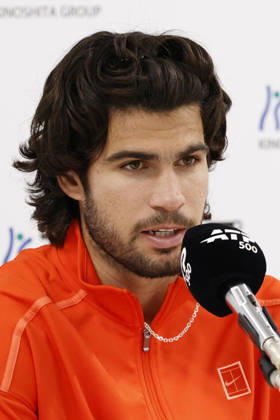 October 3, 2026, Tokyo, Japan: Carlos Alcaraz (Spain) speaks during a press conference, PK, Pressekonferenz after winning the Round of 16 match against Matteo Arnaldi (Italy) at the Kinoshita Group Japan Open Tennis Championships at Ariake Colosseum in Tokyo. The tournament runs from September 29 to October 6. Alcaraz won 7-6(6), 6-1. Tokyo Japan - ZUMAm191 20261003_aap_m191_059 Copyright: xRodrigoxReyesxMarinx