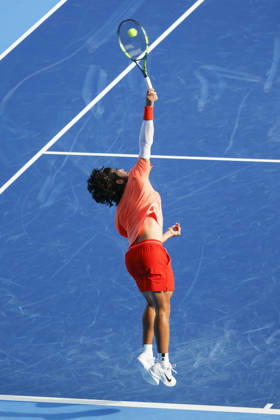 October 3, 2026, Tokyo, Japan: Carlos Alcaraz (Spain) serves against Matteo Arnaldi (Italy) during their Round of 16 match at the Kinoshita Group Japan Open Tennis Championships at Ariake Colosseum in Tokyo. The tournament runs from September 29 to October 6. Alcaraz won 7-6(6), 6-1. Tokyo Japan - ZUMAm191 20261003_aap_m191_079 Copyright: xRodrigoxReyesxMarinx