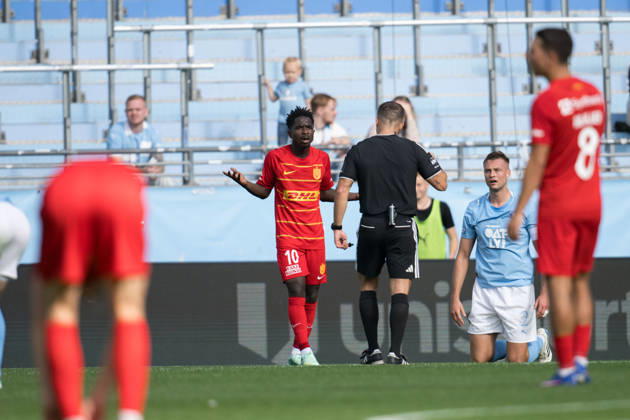 261003 Prince Junior of FC Nordsjälland reacts during the Friendly match between Malmö FF and FC Nordsjälland on October 3, 2026 in Malmö. Photo: Avdo Bilkanovic BILDBYRAN COP 115 AB0391 fotboll football soccer fotball träningsmatch friendly match malmö ff fc nordsjälland bbeng fotboll football soccer fotball träningsmatch friendly match malmö ff fc nordsjälland bbeng Copyright: AVDOxBILKANOVIC BB261003AB013