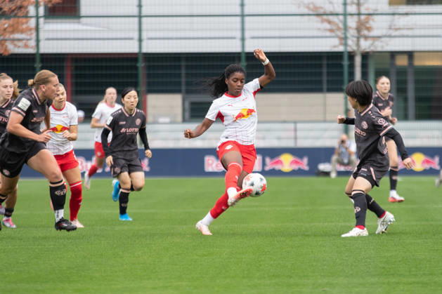 Google Pixel Frauen-Bundesliga, RB Leipzig - FSV Mainz 05; 03.10.2026 Delice Boboy (17, RB Leipzig). Fußball, Google Pixel Frauen-Bundesliga, Saison 2026 2027, 6. Spieltag: RB Leipzig vs. FSV Mainz 05 am 03.10.2026, Trainingszentrum Cottaweg, Leipzig. DFB REGULATIONS PROHIBIT ANY USE OF PHOTOGRAPHS AS IMAGE SEQUENCES AND OR QUASI-VIDEO. Copyright: xBEAUTIFULxSPORTS JanxKaeferx