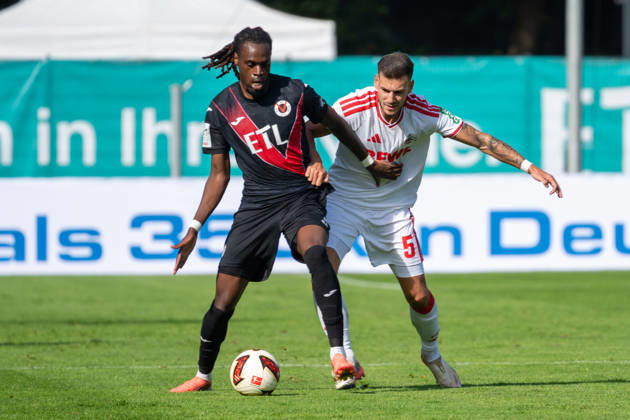 Zweikampf zwischen Yannick Tonye (Viktoria Koeln, 07) und Tom Krauss (1. FC Koeln, 05). FC Viktoria Koeln vs. FC Hansa Rostock , Fussball, 3. Liga, 05. Spieltag, Saison 2026 2027, 11.09.2026 DFL DFB Regulations prohibit any use of Photographs as image sequences and or Quasivideo FC Viktoria Koeln vs. FC Hansa Rostock, Fussball, 3. Liga, 05. Spieltag, Saison 2026 2027, 11.09.2026 Koeln Copyright: xEibner-Pressefoto ThomasxHaeslerx EP_THR