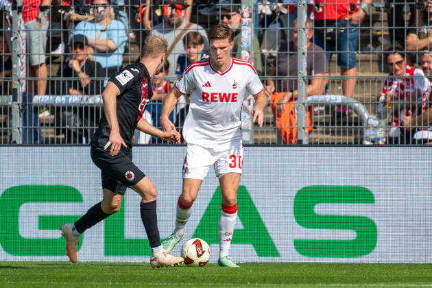 Zweikampf zwischen Meiko Sponsel (Viktoria Koeln, 19) und Marius Buelter (1. FC Koeln, 30). FC Viktoria Koeln vs. FC Hansa Rostock , Fussball, 3. Liga, 05. Spieltag, Saison 2026 2027, 11.09.2026 DFL DFB Regulations prohibit any use of Photographs as image sequences and or Quasivideo FC Viktoria Koeln vs. FC Hansa Rostock, Fussball, 3. Liga, 05. Spieltag, Saison 2026 2027, 11.09.2026 Koeln Copyright: xEibner-Pressefoto ThomasxHaeslerx EP_THR