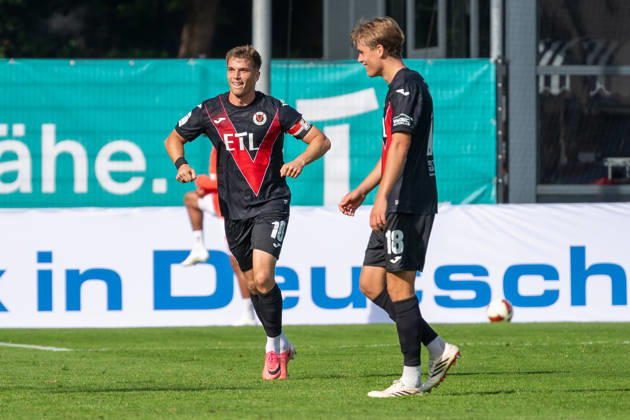 David Otto (Viktoria Koeln, 10) bejubelt das Tor zum 2:1. Dabei Tim Kloss (Viktoria Koeln, 18). FC Viktoria Koeln vs. FC Hansa Rostock , Fussball, 3. Liga, 05. Spieltag, Saison 2026 2027, 11.09.2026 DFL DFB Regulations prohibit any use of Photographs as image sequences and or Quasivideo FC Viktoria Koeln vs. FC Hansa Rostock, Fussball, 3. Liga, 05. Spieltag, Saison 2026 2027, 11.09.2026 Koeln Copyright: xEibner-Pressefoto ThomasxHaeslerx EP_THR