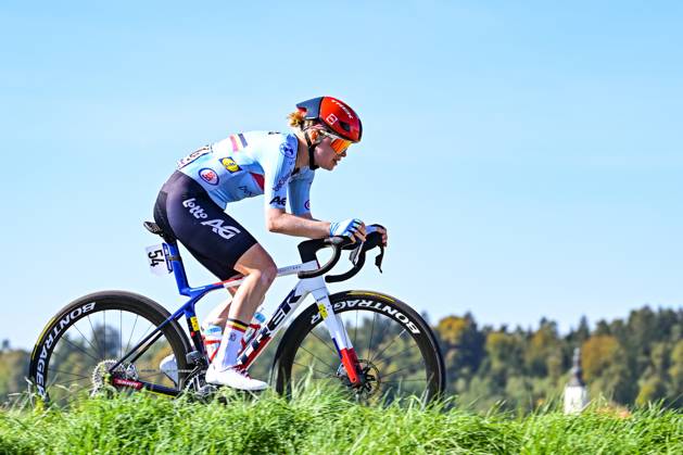 Belgium s Margot Vanpachtenbeke is pictured in action during the elite women Road Race race (130 km) at the cycling UEC Road European Championships, in Ljubljana, Slovenia Saturday 3 October 2026. The UEC Road European Championships are taking place from 02 to 07 October in Ljubljana, Slovenia. DAVIDxPINTENS  x188613302x