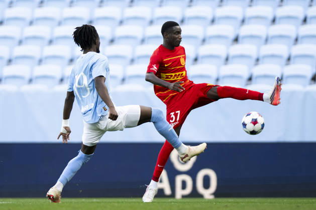 261003 Israel Anum of Malmö FF and Lamine Sadio of FC Nordsjälland during the Friendly match between Malmö FF and FC Nordsjälland on October 3, 2026 in Malmö. Photo: Avdo Bilkanovic BILDBYRAN COP 115 AB0391 fotboll football soccer fotball träningsmatch friendly match malmö ff fc nordsjälland bbeng Copyright: AVDOxBILKANOVIC BB261003AB048