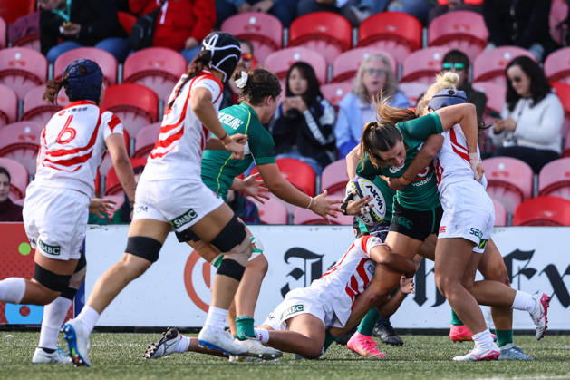 Women s International Test Match, Virgin Media Park, Cork 3 10 2026 Ireland vs Japan Ireland s Anna McGann is tackled by Moe Tsukui and Honoka Tsunokawa of Japan Anna McGann is tackled by Moe Tsukui and Honoka Tsunokawa 3 10 2026  Copyright: xx BB3_0011