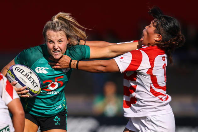 Women s International Test Match, Virgin Media Park, Cork 3 10 2026 Ireland vs Japan Ireland s Aoife Dalton fends as she is tackled by Nijiho Nagata of Japan Aoife Dalton fends as she is tackled by Nijiho Nagata 3 10 2026  Copyright: xx BB3_2140
