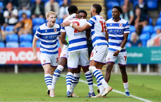 Udoka Godwin-Malife of Reading celebrates scoring a goal after making the score 1-1. Reading v Bradford City, EFL Sky Bet League One, Football, Select Car Leasing Stadium, Reading, UK - 03 Oct 2026Reading Select Car Leasing Stadium United Kingdom EDITORIAL USE ONLY No use with unauthorised audio, video, data, fixture lists, club league logos or live services. Online in-match use limited to 120 images, no video emulation. No use in betting, games or single club league player publications. Copyright: xJamesxMarsh Shutterstockx 17183697bh
