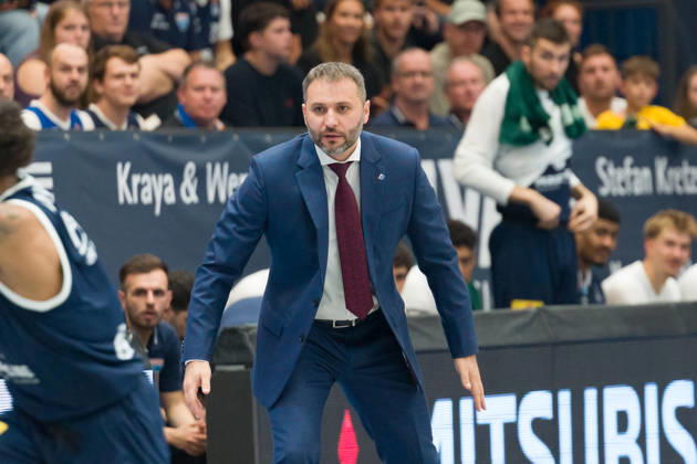 Vladimir Jovanovic (MBC, Head Coach), Syntainics MBC vs. Ratiopharm Ulm, BBL, Basketball Männer 1. Bundesliga, 4. Spieltag Saison 2026 27, 03.10.2026. Weißenfels Stadthalle Sachsen-Anhalt Deutschland