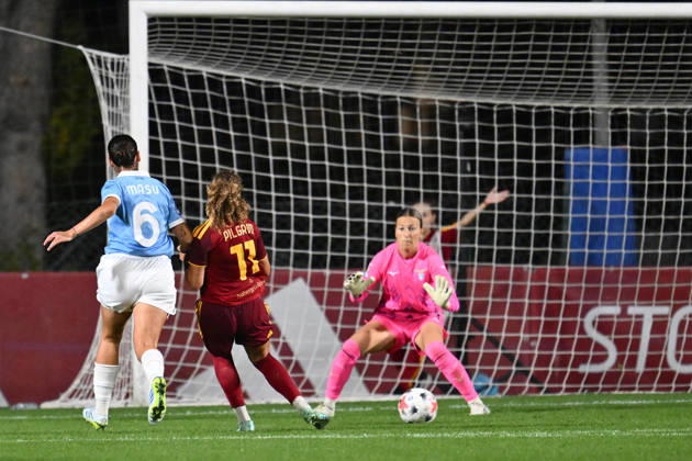 SOCCER - Women s Serie A - AS Roma vs. SS Lazio Women Photo by IPA ABACAPRESS.COM89267264 - Alayah Pilgrim of A.S. Roma Women scores the goal to make it 3-0 during the Serie A Women Athora match on Matchday 2 between A.S. Roma Women and S.S. Lazio Women at the Tre Fontane Stadium on October 3, 2026, in Rome, Italy. Rome Italy Copyright: xIPAxSport ABACAx
