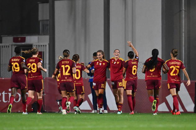 SOCCER - Women s Serie A - AS Roma vs. SS Lazio Women Photo by IPA ABACAPRESS.COM89267519 - Alayah Pilgrim of A.S. Roma Women celebrates after scoring the goal that made the score 3-0 during the Serie A Women Athora match on Matchday 2 between A.S. Roma Women and S.S. Lazio Women at Tre Fontane Stadium on October 3, 2026, in Rome, Italy. Rome Italy Copyright: xIPAxSport ABACAx