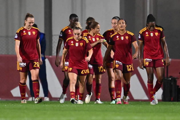 SOCCER - Women s Serie A - AS Roma vs. SS Lazio Women Photo by IPA ABACAPRESS.COM89267522 - Alayah Pilgrim of A.S. Roma Women celebrates after scoring the goal that made the score 3-0 during the Serie A Women Athora match on Matchday 2 between A.S. Roma Women and S.S. Lazio Women at Tre Fontane Stadium on October 3, 2026, in Rome, Italy. Rome Italy Copyright: xIPAxSport ABACAx