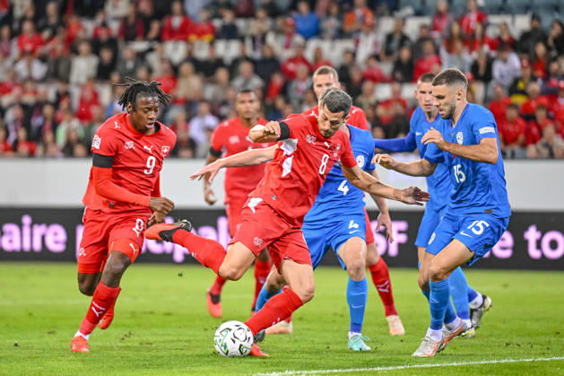 Remo Freuler (Switzerland) scores his team s first goal during the UEFA Nations League 2026 27 group phase match between Switzerland and Slovenia at Luzern Arena on October 3, 2026 in Lucerne, Switzerland. (Photo by Harry Langer DeFodi Images) -