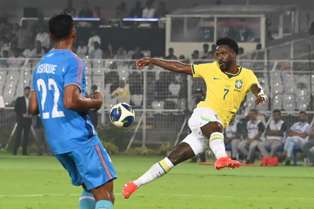 KOLKATA, INDIA - OCTOBER 3: Vinicius Jr. of Brazil in action during FIFA International Friendly, Länderspiel, Nationalmannschaft match against India at Vivekananda Yuva Bharati Stadium on October 3, 2026 in Kolkata, India. (Photo by Samir Jana Hindustan Times ) Kolkata: FIFA International Friendly Match Between Brazil And India At Vivekananda Yuva Bharati Stadium