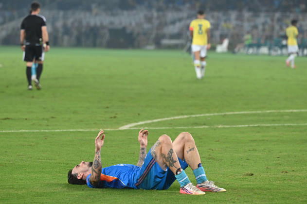 KOLKATA, INDIA - OCTOBER 3: Ryan Williams of India missed an attempts during FIFA International Friendly, Länderspiel, Nationalmannschaft match against Brazil at Vivekananda Yuva Bharati Stadium on October 3, 2026 in Kolkata, India. (Photo by Samir Jana Hindustan Times ) Kolkata: FIFA International Friendly Match Between Brazil And India At Vivekananda Yuva Bharati Stadium