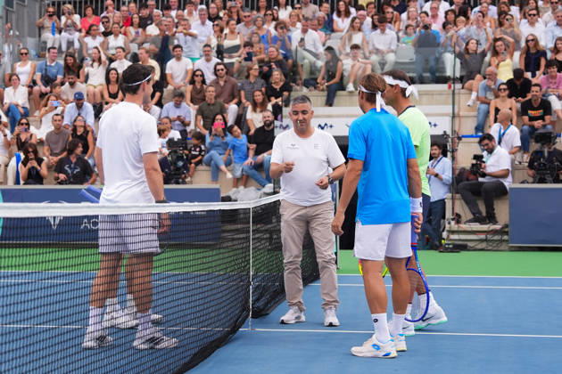 Nadal capitanea al Team Rafa y logra la victoria en el décimo aniversario de su academia Rafa Nadal y Carlos Moyà durante el torneo, a 03 de octubre de 2026, en Manacor, Islas Baleares (Espana) RAFA NADAL;TORNEO;TENIS;MANACOR Organización 03 10 2026 Manacor Manacor Espana Copyright: xOrganizacionx 7818900