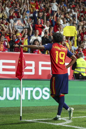 October 3, 2026, Oviedo, Asturias, Spain: Lamine Yamal of Spain celebrates after scoring his team s first goal during the UEFA Nations League 2026 27 group phase match between Spain and Czech Republic at Carlos Tartiere stadium on October 03, 2026, in Oviedo, Spain. Oviedo Spain - ZUMAa181 20261003_zaa_a181_078 Copyright: xIrinaxR.xHx