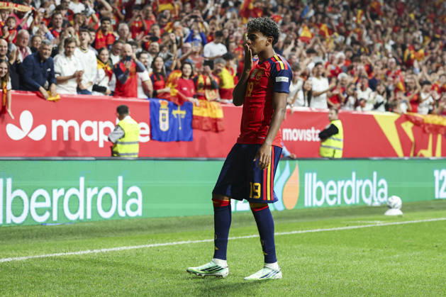 October 3, 2026, Oviedo, Asturias, Spain: Lamine Yamal of Spain celebrates after scoring his team s first goal during the UEFA Nations League 2026 27 group phase match between Spain and Czech Republic at Carlos Tartiere stadium on October 03, 2026, in Oviedo, Spain. Oviedo Spain - ZUMAa181 20261003_zaa_a181_080 Copyright: xIrinaxR.xHx