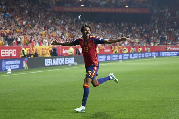 Spain - Czech Republic - UEFA Nations League 2026 27 OVIEDO, SPAIN - OCTOBER 3: Lamine Yamal of Spain celebrates after scoring his team s first goal during the UEFA Nations League 2026 27 group phase match between Spain and Czech Republic at the Carlos Tartiere Stadium on October 3, 2026 in Oviedo, Spain. (Photo by Diego Simon Photo Players Images Magara Press) Oviedo Carlos Tartiere Espana Copyright: xDiegoxSimonx