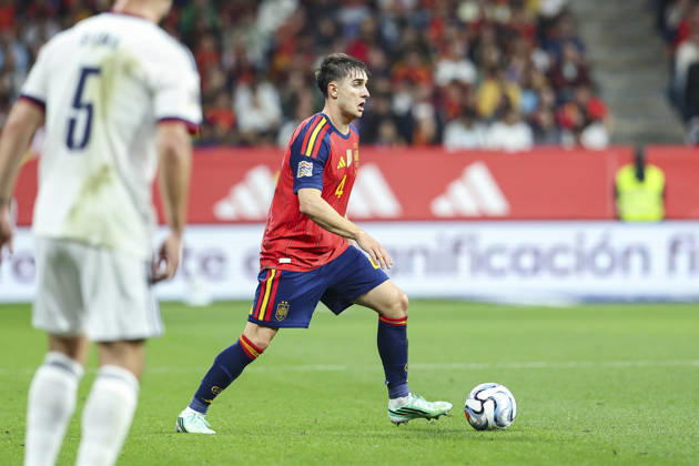 October 3, 2026, Oviedo, Asturias, Spain: Ivan Fresneda of Spain drives the ball during the UEFA Nations League 2026 27 group phase match between Spain and Czech Republic at Carlos Tartiere stadium on October 03, 2026, in Oviedo, Spain. Spain V Czech Republic - UEFA Nations League 2026 27 Group A3 MD3  - ZUMAa181 20261003_zaa_a181_099 Copyright: xIrinaxR.xHx