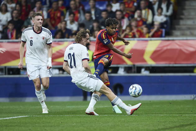 Spain - Czech Republic - UEFA Nations League 2026 27 OVIEDO, SPAIN - OCTOBER 3: Lamine Yamal of Spain in action during the UEFA Nations League 2026 27 group phase match between Spain and Czech Republic at the Carlos Tartiere Stadium on October 3, 2026 in Oviedo, Spain. (Photo by Diego Simon Photo Players Images Magara Press) Oviedo Carlos Tartiere Espana Copyright: xDiegoxSimonx