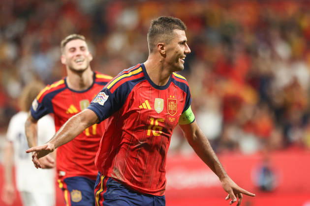 RECORD DATE NOT STATED 3rd October 2026; Carlos Tartiere Stadium, Oviedo, Spain; UEFA Nations League Football, Spain versus Czech Republic; Spain 20 Rodri celebration after Spain& x2019;s second goal AmandaxMcMaster