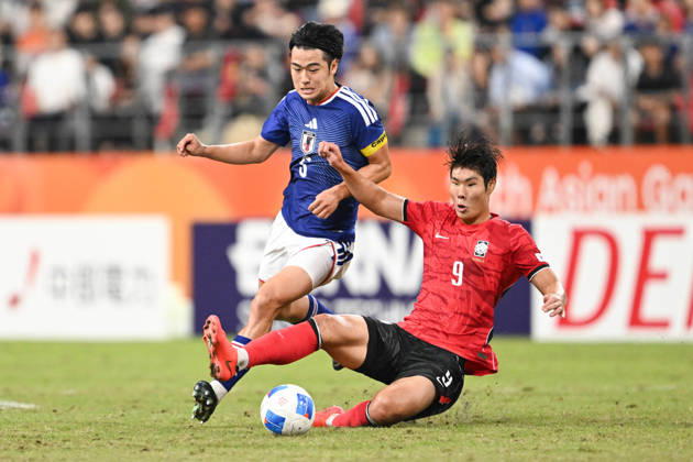 South Korea v Japan - 20th Asian Games Aichi-Nagoya TOYOTA, JAPAN - OCTOBER 03: ICHIHARA Rion 5 of Japan in action during the Football Men s Final Match between South Korea and Japan on day fourteen of the 20th Asian Games Aichi-Nagoya at Toyota Stadium on October 03, 2026 in Toyota, Aichi, Japan. Stringer Anadolu Tokyo Japan. Editorial use only. Please get in touch for any other usage.  Copyright: x2026xAnadoluxStringerx