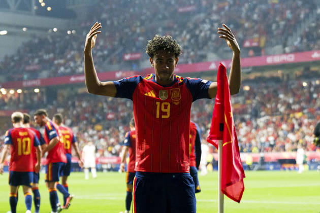 SOCCER- The UEFA Nations League 2026 27 group phase match between Spain and Czech Republic at Carlos Tartiere Stadium on October 03, 2026 in Oviedo, Spain. Lamine Yamal of Spain celebrates his goal during the UEFA Nations League 2026 27 group phase match between Spain and Czech Republic at Carlos Tartiere Stadium on October 03, 2026 in Oviedo, Spain. Oviedo Asturias Spain EDITORIAL USE ONLY Copyright: xx SENIS-CEBOLLAx xALFAQUIx dpphotos202330