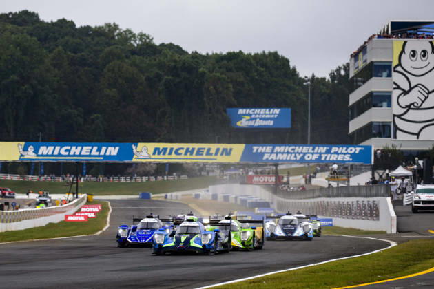 AUTO - IMSA - PETIT LE MANS 2026 52 GOIKHBERG Misha (can), THOMPSON Parker (can), TINCKNELL Harry (gbr), Bryan Herta Autosport with PR1 Mathiasen, Oreca 07-Gibson, action, 43 CLARKE Jeremy (usa), DILLMANN Tom (fra), GARG Bijoy (usa), Inter Europol Competition, Oreca 07-Gibson, action, start of the race, depart, during the 2026 Motul Petit Le Mans, 11th round of the 2026 IMSA WeatherTech SportsCar Championship, from October 1 to 3, 2026 on the Michelin Raceway Road Atlanta in Braselton, Georgia, United States of America - BraseltonUnited States Copyright: xFabrizioxBoldonix