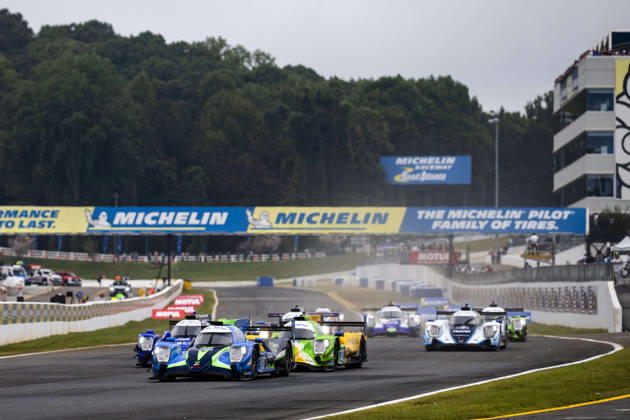 AUTO - IMSA - PETIT LE MANS 2026 52 GOIKHBERG Misha (can), THOMPSON Parker (can), TINCKNELL Harry (gbr), Bryan Herta Autosport with PR1 Mathiasen, Oreca 07-Gibson, action, 43 CLARKE Jeremy (usa), DILLMANN Tom (fra), GARG Bijoy (usa), Inter Europol Competition, Oreca 07-Gibson, action start of the race, depart, during the 2026 Motul Petit Le Mans, 11th round of the 2026 IMSA WeatherTech SportsCar Championship, from October 1 to 3, 2026 on the Michelin Raceway Road Atlanta in Braselton, Georgia, United States of America - BraseltonUnited States Copyright: xFabrizioxBoldonix