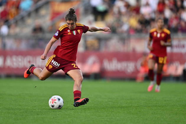 SOCCER - Women s Serie A - AS Roma vs. SS Lazio Women Photo by IPA ABACAPRESS.COM89273541 - Valentina Bergamaschi of A.S. Roma Femminile is in action during the Serie A Women Athora, Matchday 2, between A.S. Roma and S.S. Lazio Women, at Tre Fontane Stadium on October 3, 2026, in Rome, Italy. Rome Italy Copyright: xIPAxSport ABACAx