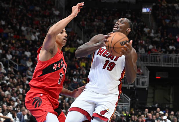 October 3, 2026, Quebec, On, Canada: Miami Heat s Bez Mbeng, right, drives as Toronto Raptors Tyreke Key defends during NBA, Basketball Herren, USA preseason basketball action in Quebec City, Saturday, Oct. 3, 2026. Canada News - October 3, 2026  - ZUMAc35_ 20261003_zaf_c35_135 Copyright: xJacquesxBoissinotx