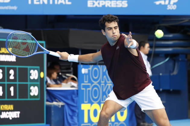 October 4, 2026, Tokyo, Japan: Jaume Munar (Spain) returns a shot against Kyrian Jacquet (France) during their Quarter-final match at the Kinoshita Group Japan Open Tennis Championships at Ariake Colosseum in Tokyo. The tournament runs from September 29 to October 6. Munar won 6-4, 6-2. Tokyo Japan - ZUMAm191 20261004_aap_m191_044 Copyright: xRodrigoxReyesxMarinx
