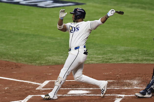 October 3, 2026, St. Petersburg, Florida, USA: Tampa Bay Rays designated hitter Yandy DoÂ­az (2) singles to right field during the first inning of game one of the ALDS for the 2026 MLB, Baseball Herren, USA Playoffs against the New York Yankees on October 3, 2026 at Tropicana Field. The Rays beat the Yankees 1-0. St. Petersburg USA - ZUMAh180 20261003_zsp_h180_061 Copyright: xKimxHukarix