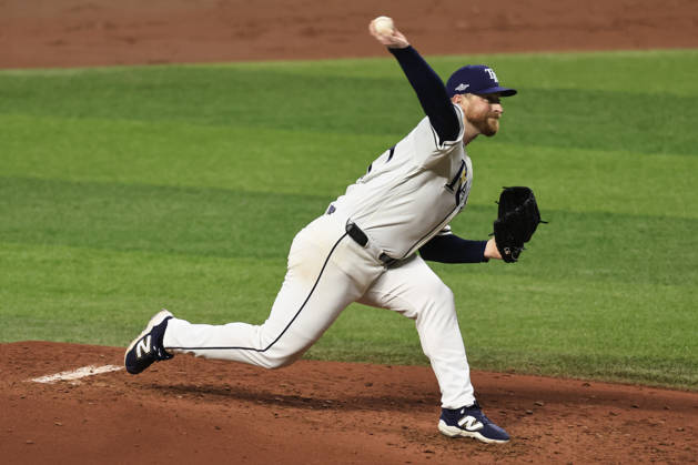 October 3, 2026, St. Petersburg, Florida, USA: Tampa Bay Rays starting pitcher Drew Rasmussen (57) delivers a pitch during the third inning of game one of the ALDS for the 2026 MLB, Baseball Herren, USA Playoffs against the New York Yankees on October 3, 2026 at Tropicana Field. The Rays beat the Yankees 1-0. St. Petersburg USA - ZUMAh180 20261003_zsp_h180_046 Copyright: xKimxHukarix