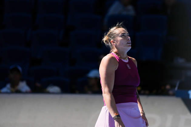 (261004) -- BEIJING, Oct. 4, 2026 -- Aryna Sabalenka reacts during the women s singles round of 32 match between Aryna Sabalenka of Belarus and Nikola Bartunkova of the Czech Republic at 2026 China Open tennis tournament in Beijing, China, Oct. 4, 2026. ) (SP)CHINA-BEIJING-TENNIS-CHINA OPEN-WOMEN S SINGLES(CN) JuxHuanzong 